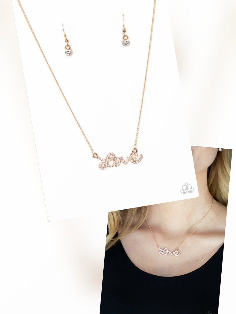 HEAD OVER HEELS IN LOVE GOLD NECKLACE/EARRING SET